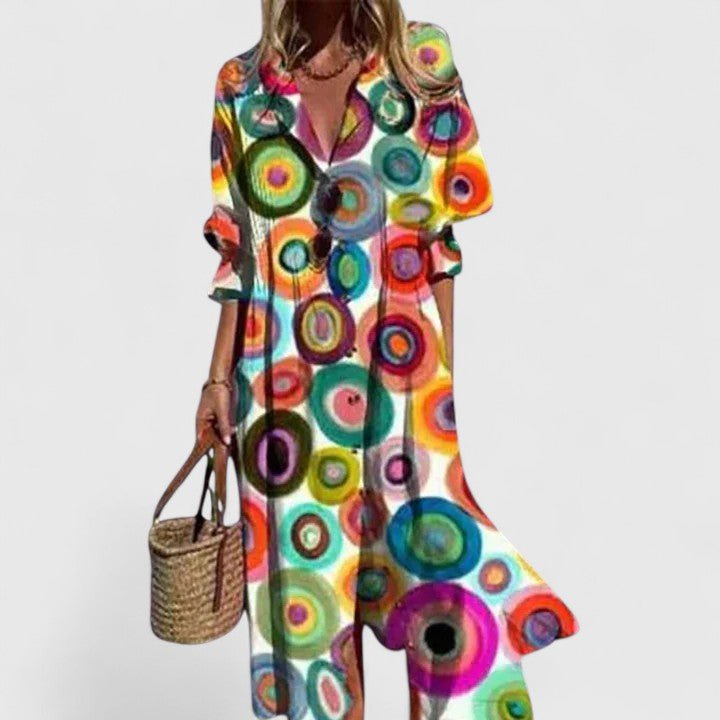 Boho Midi Dress — Colorful Print Flowy Fit 7