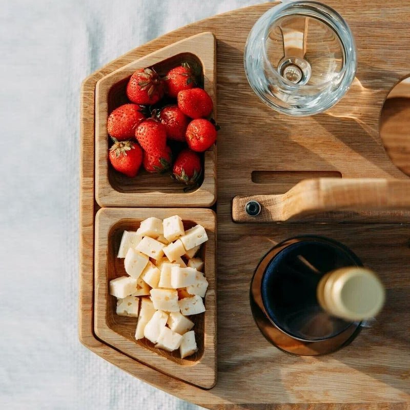 Folding Wooden Picnic Table With Bottle Holders 8
