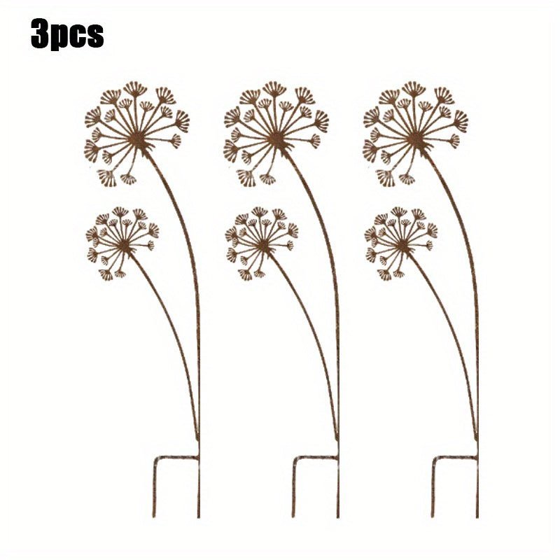 Metal Dandelion Garden Decor — Rustic Outdoor Set 4