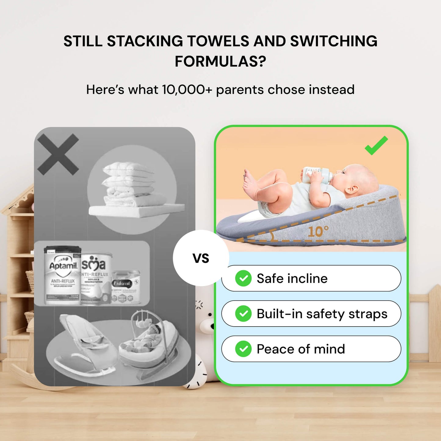 Newborn Anti-Reflux Sleep Nest — 15° Incline Wedge 8
