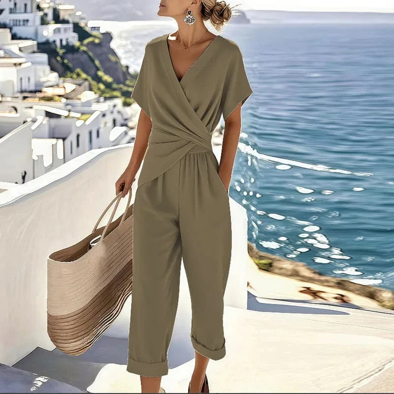 Two-Piece Set with Wrap Top and Cropped Pants 3