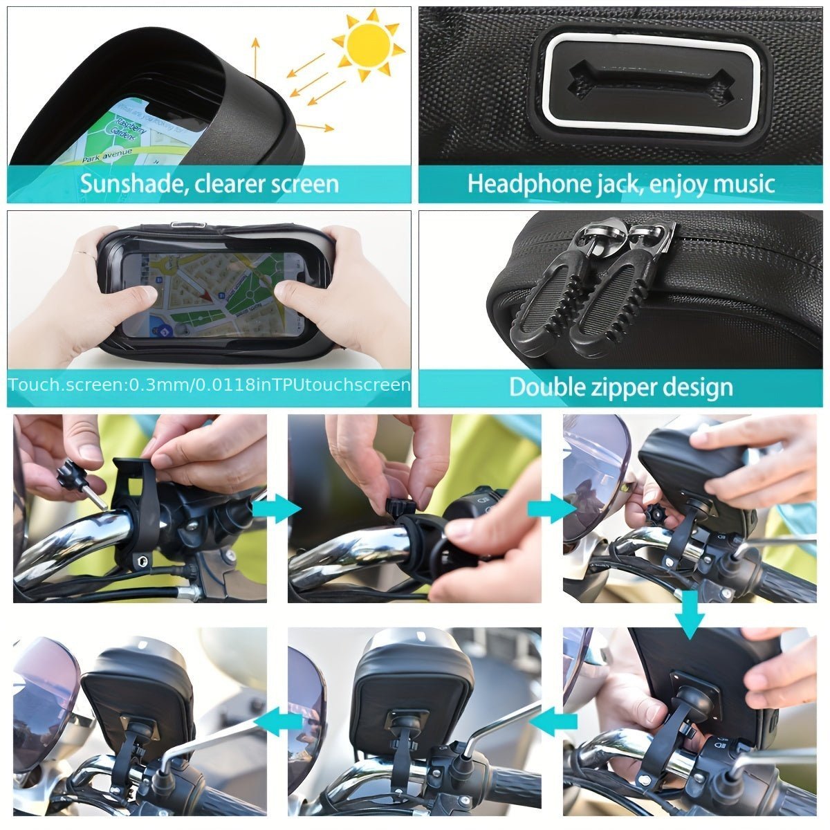Waterproof Bike & Motorcycle Phone Holder — 360 Rotation