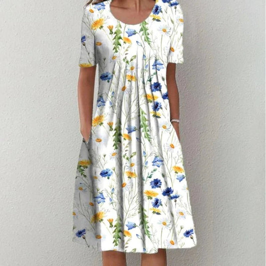 Floral Midi Dress — Casual A-Line Everyday Style