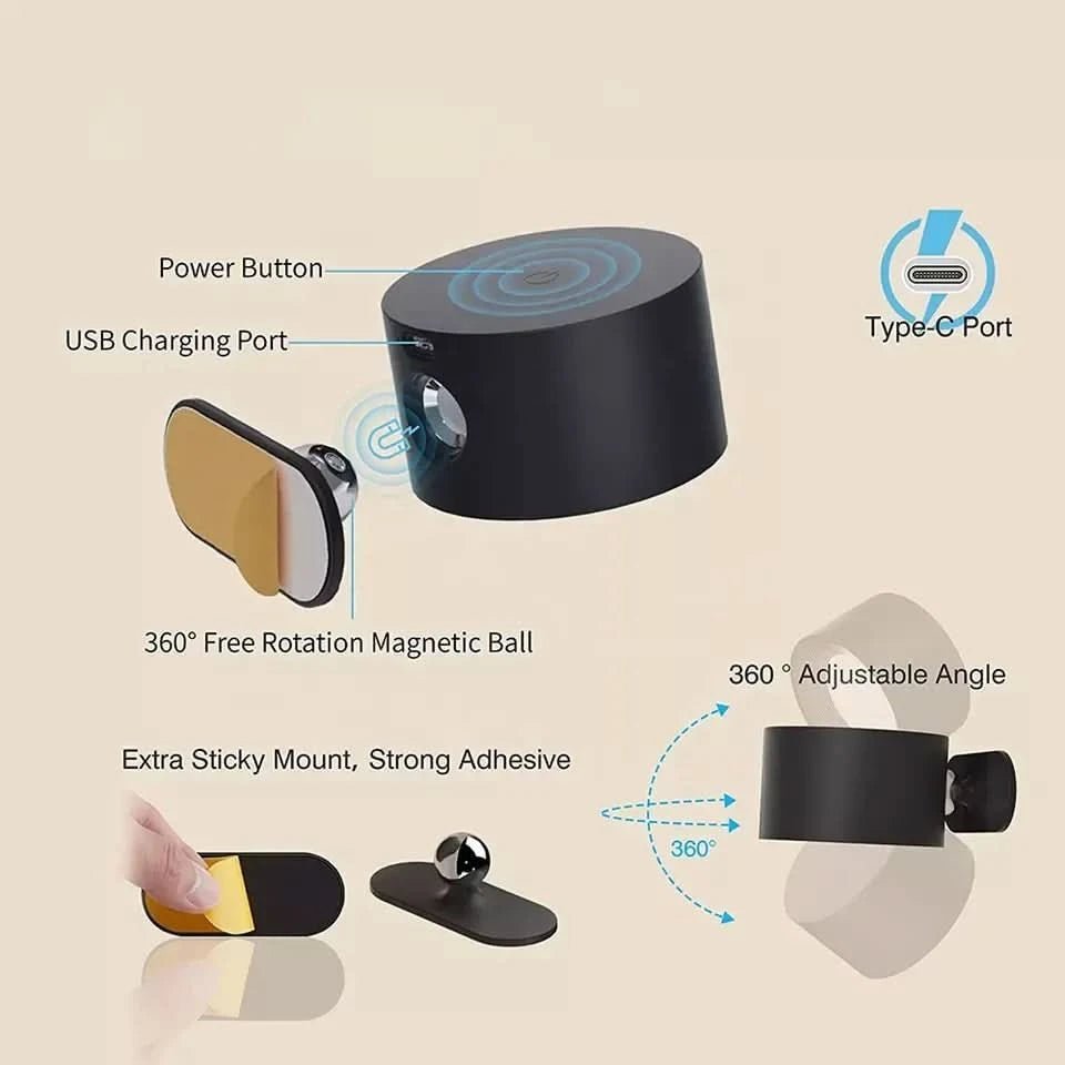 360° Cordless Wall Lamp — Rechargeable, 3 Brightness Levels 7