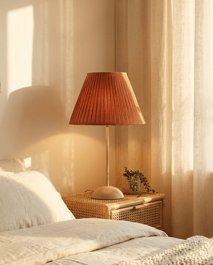 Terracotta Pleated Shade Table Lamp — Warm Glow