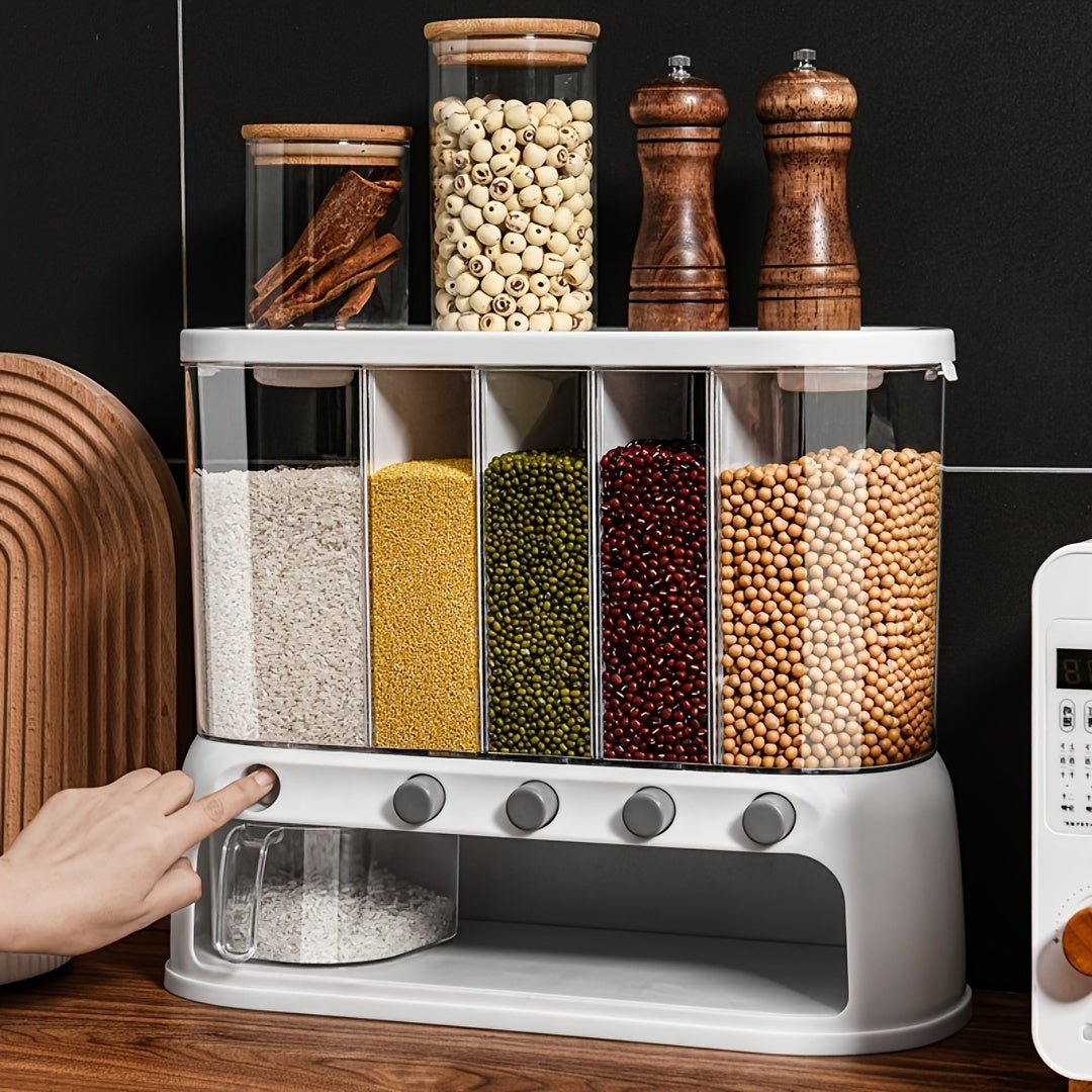 5-Compartment Cereal Dispenser with Airtight Lid 1