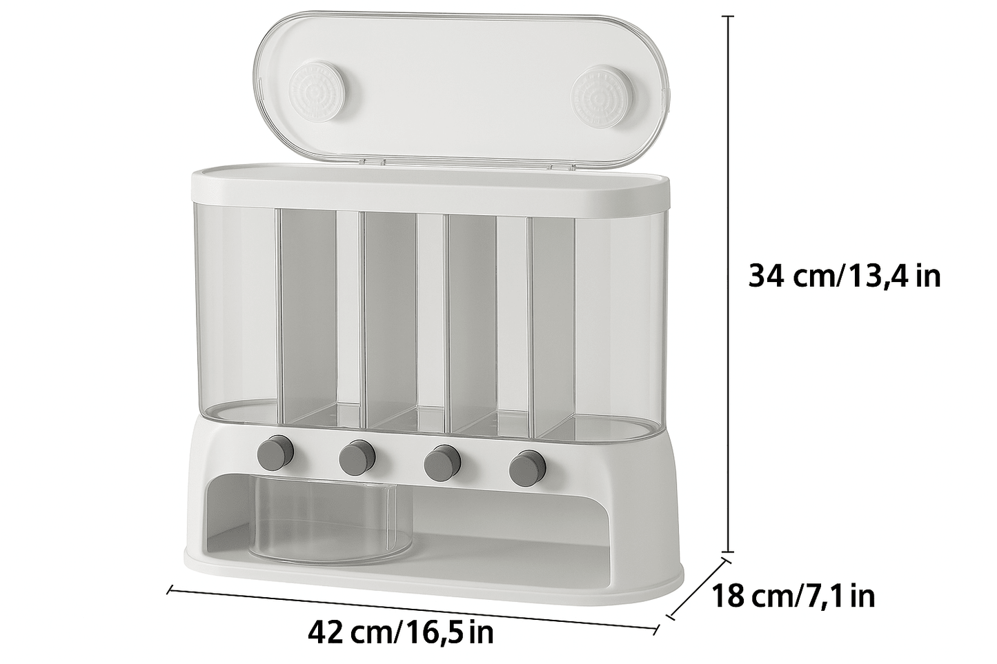 5-Compartment Cereal Dispenser with Airtight Lid 5