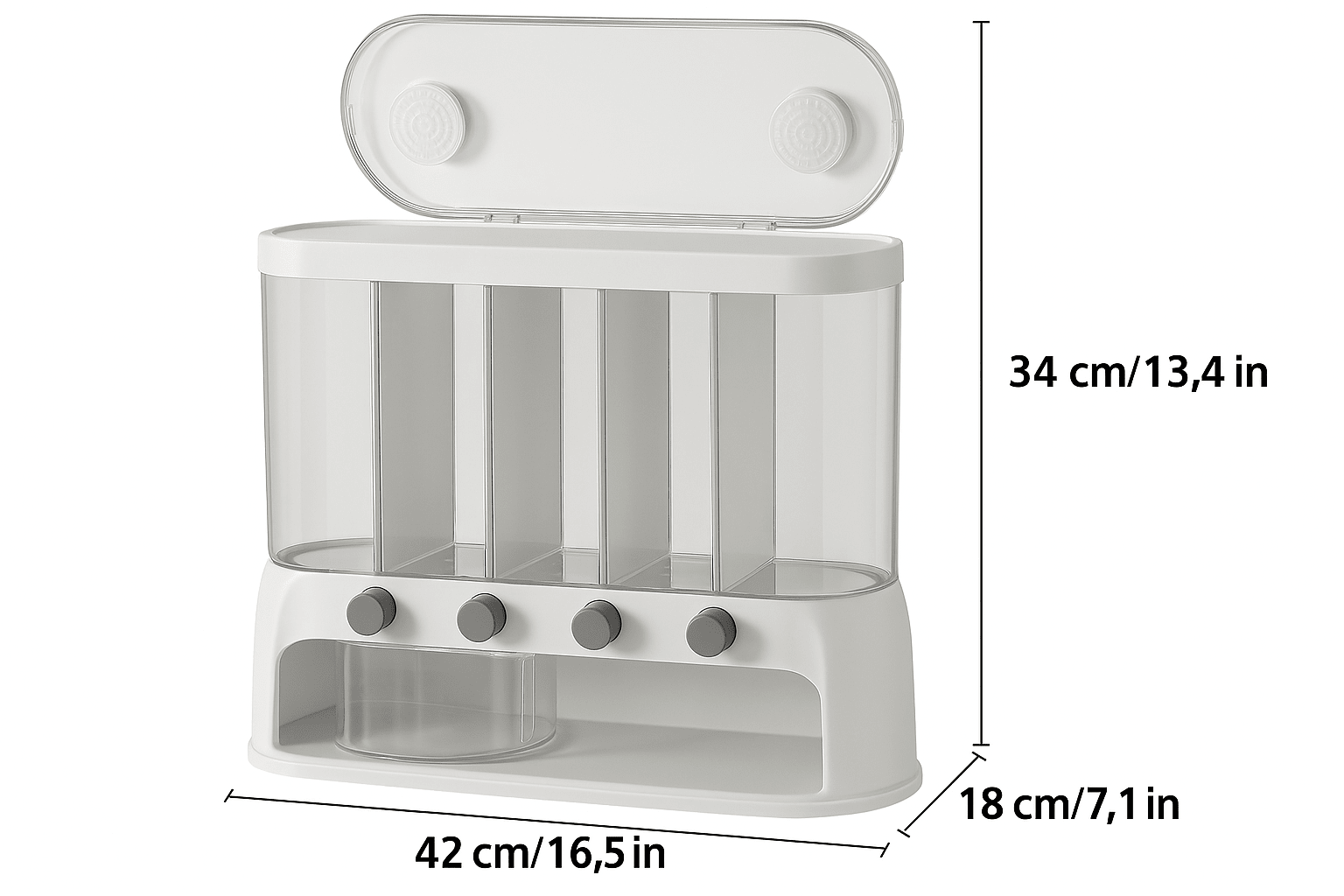5-Compartment Cereal Dispenser with Airtight Lid 5