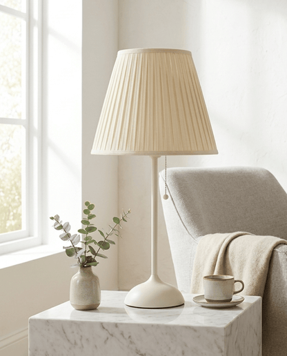 Brushed Brass Table Lamp — Pleated Shade