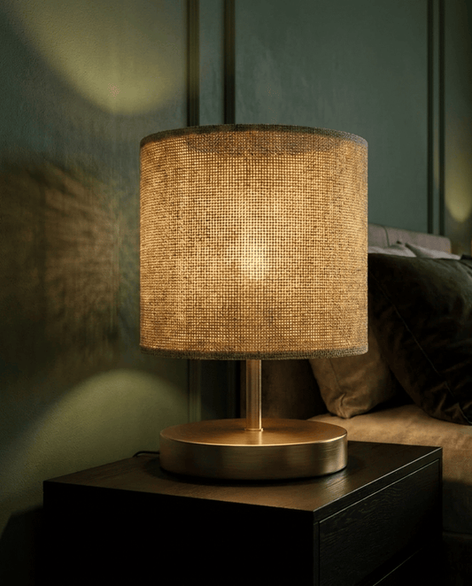 Brass Table Lamp — Natural Fabric Shade