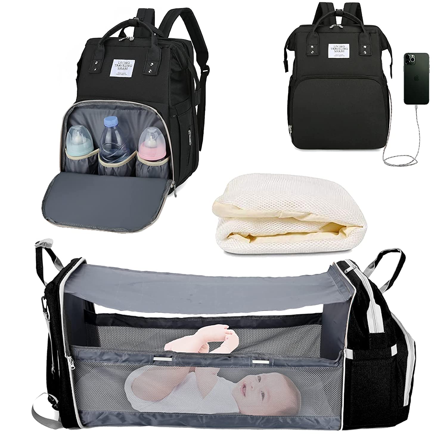 2-in-1 Diaper Bag With Foldable Changing Pad