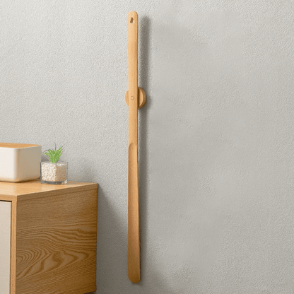Long Solid Wood Shoehorn With Magnetic Holder