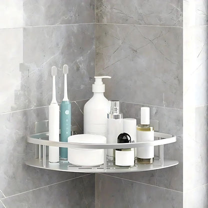 Rust-Proof Wall Bathroom Organizer — Curved Shower Shelf