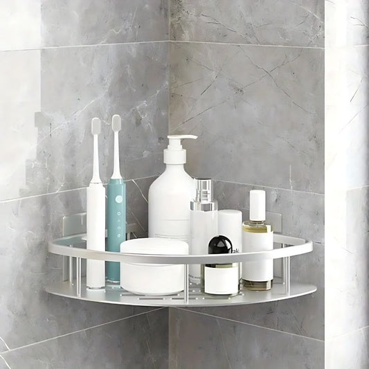 Rust-Proof Wall Bathroom Organizer — Curved Shower Shelf