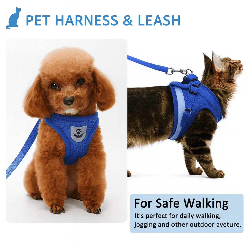 Adjustable Cat Harness With Reflective Leash