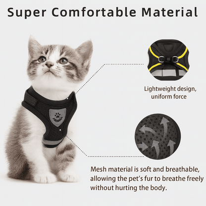 Adjustable Cat Harness With Reflective Leash