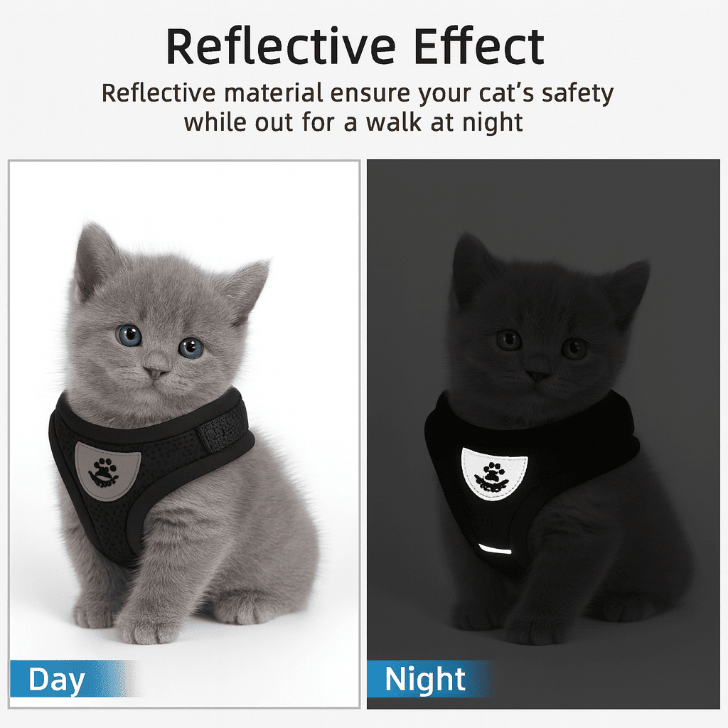 Adjustable Cat Harness With Reflective Leash