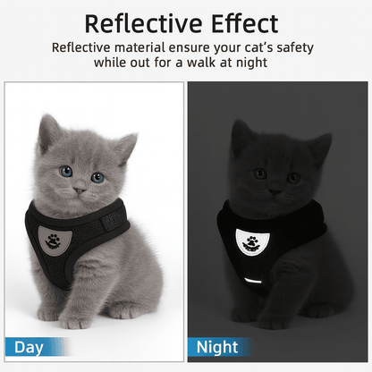 Adjustable Cat Harness With Reflective Leash