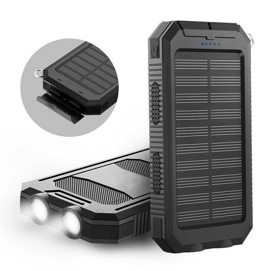Solar Power Bank 20000mAh — Waterproof Dual USB Charger