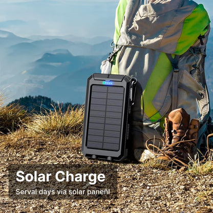 Solar Power Bank 20000mAh — Waterproof Dual USB Charger