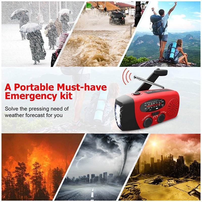 Self-Powered Emergency Radio with Flashlight & Power Bank