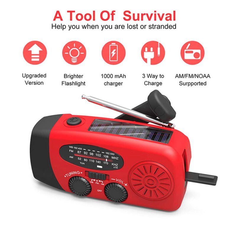 Self-Powered Emergency Radio with Flashlight & Power Bank