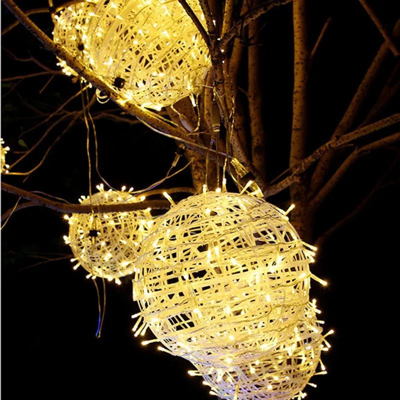 Waterproof LED Garden Ball Light — 20cm Rattan Globe