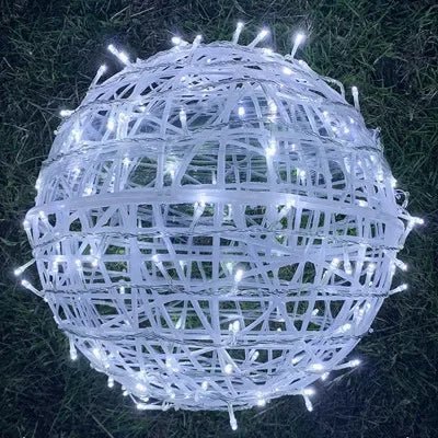 Waterproof LED Garden Ball Light — 20cm Rattan Globe