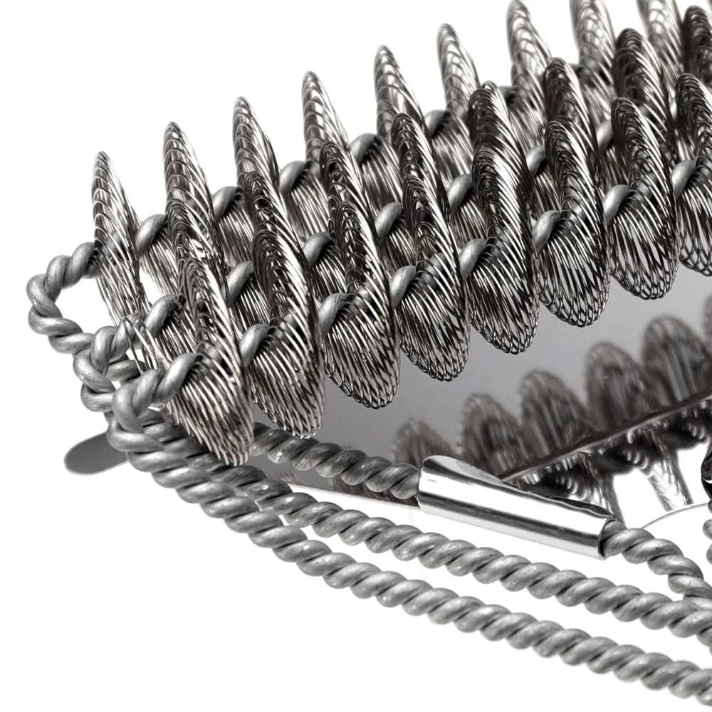Bristle-Free Stainless Steel BBQ Brush with Wide Scraper