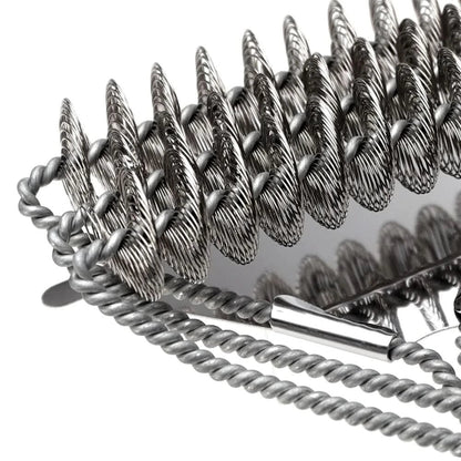 Bristle-Free Stainless Steel BBQ Brush with Wide Scraper
