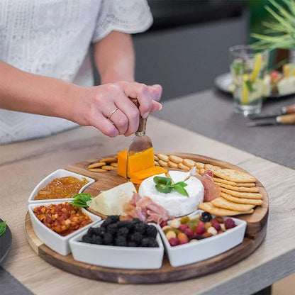 Acacia Cheese Board — Set with Knives and Bowls 3