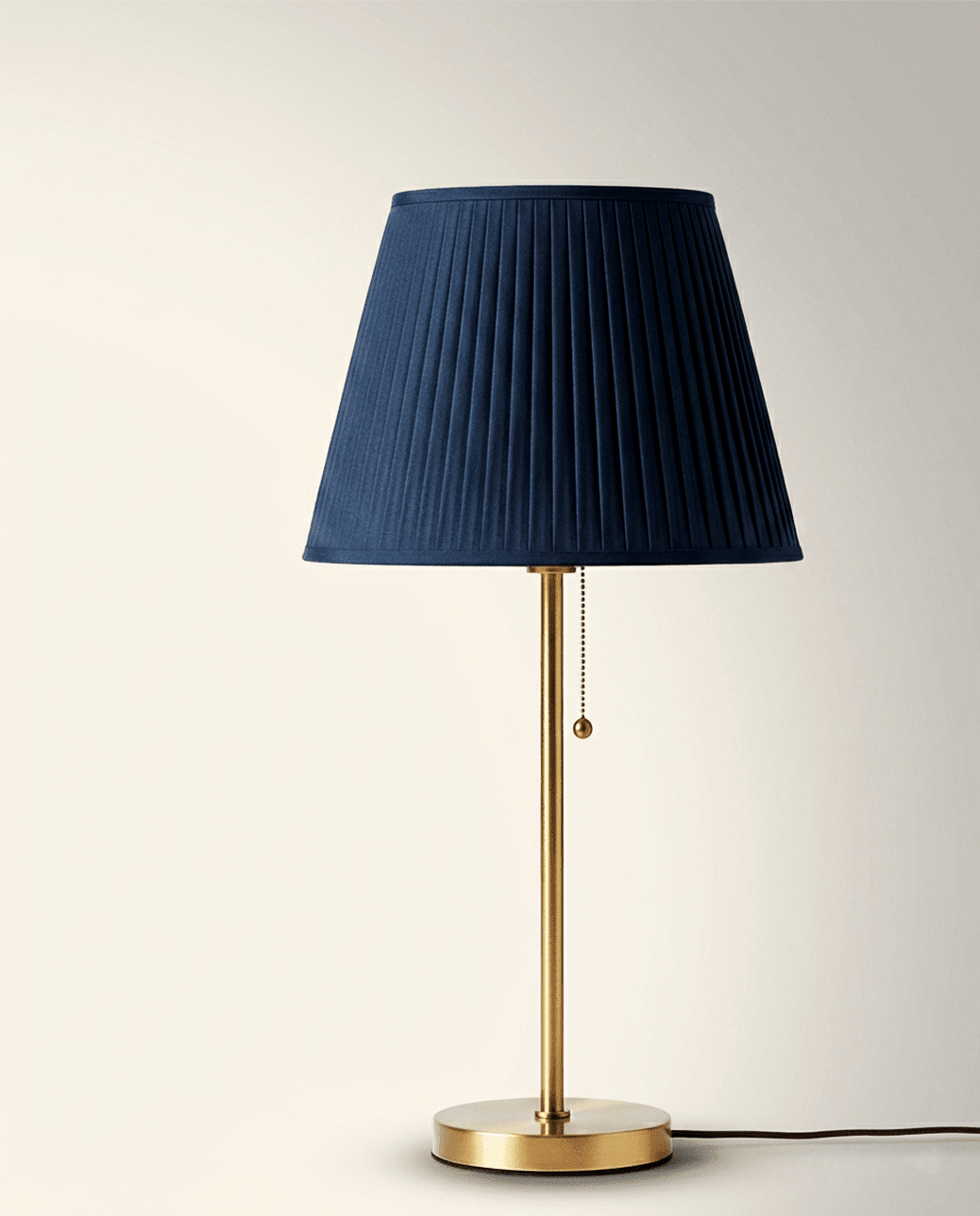 Blue Pleated Shade Table Lamp — Brass Finish 5