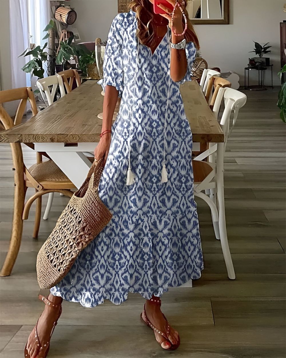 Boho Beach Cover-Up Dress — Long Flowy Summer Fit 1