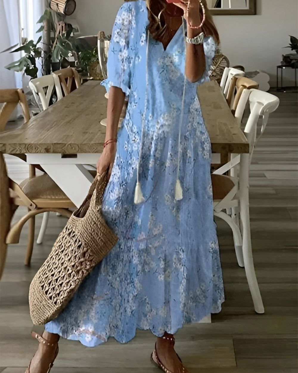 Boho Beach Cover-Up Dress — Long Flowy Summer Fit 4