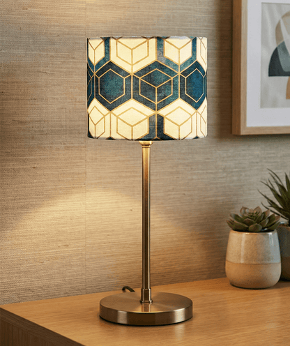 Brass Table Lamp — Geometric Patterned Shade 2