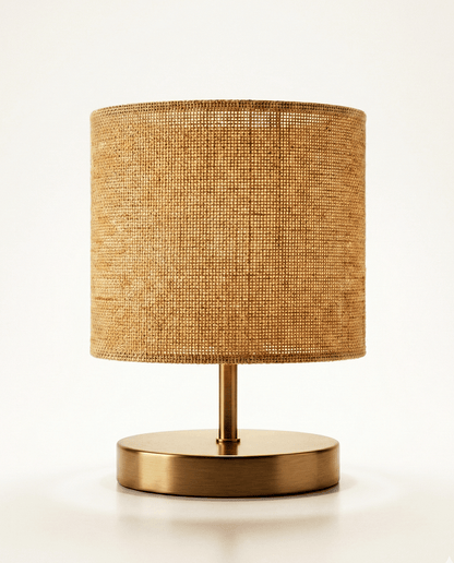Brass Table Lamp — Natural Fabric Shade 5