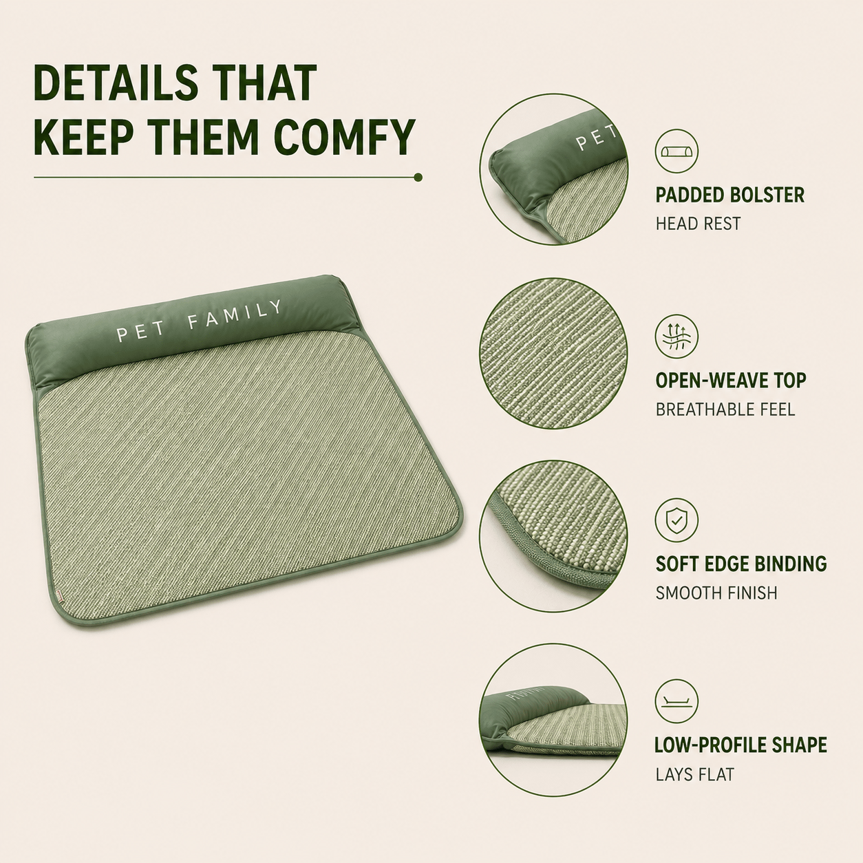 Breathable Pet Cooling Mat with Bolster — Dogs & Cats 2