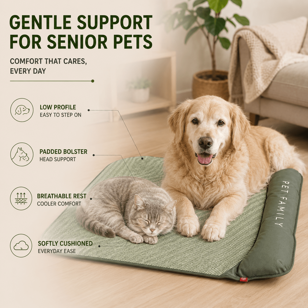 Breathable Pet Cooling Mat with Bolster — Dogs & Cats 5