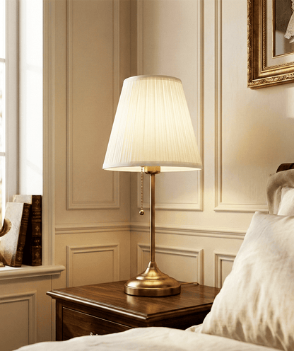 Brushed Brass Table Lamp — Pleated Shade 3