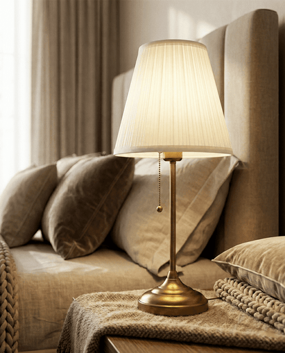 Brushed Brass Table Lamp — Pleated Shade 4