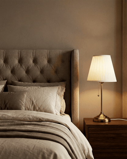 Brushed Brass Table Lamp — Pleated Shade 5
