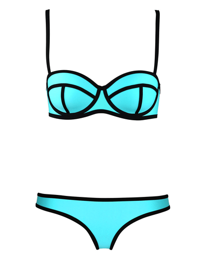 Color Block Two-Piece Bikini Set with Contrast Trim 1
