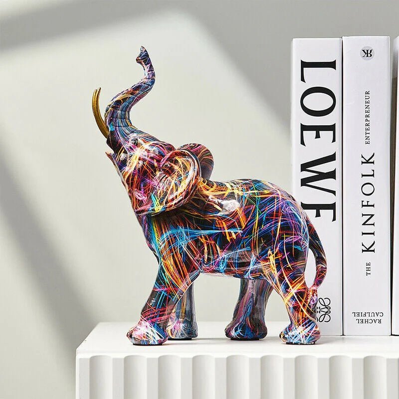 Colorful Graffiti Elephant Resin Statue — Modern Decor 2