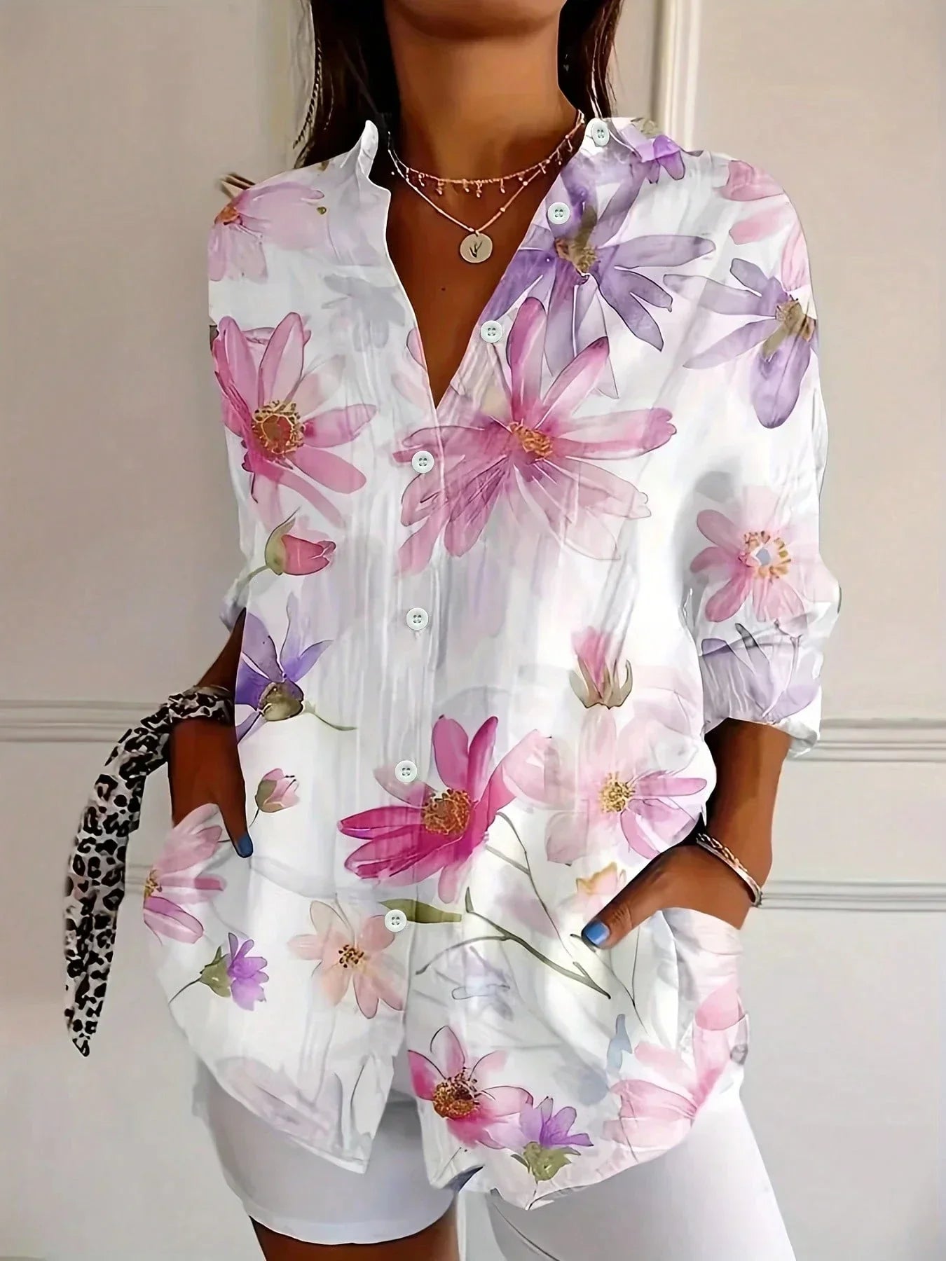 Colorful Printed Blouse with Relaxed Soft Fit 4