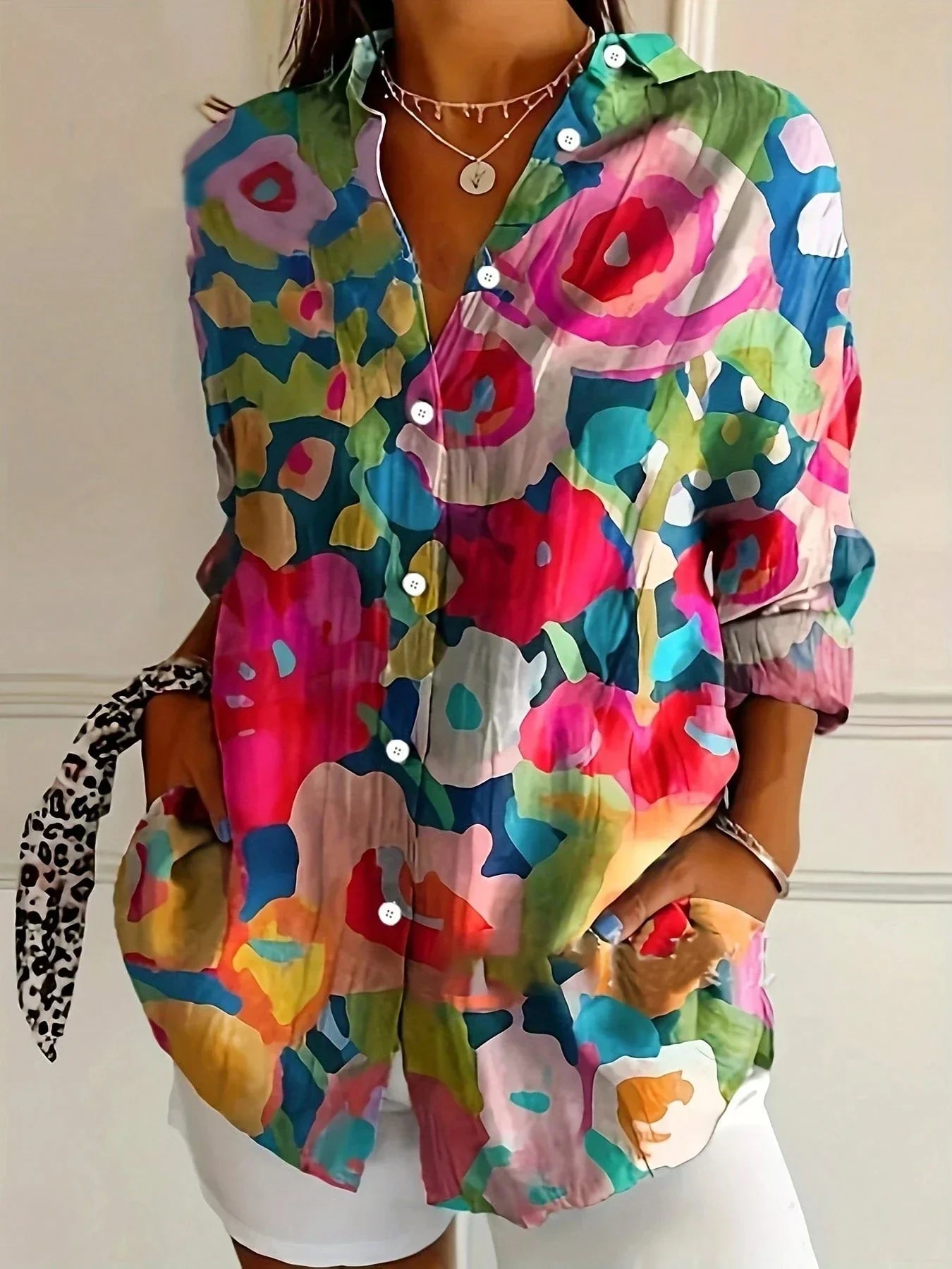 Colorful Printed Blouse with Relaxed Soft Fit 5