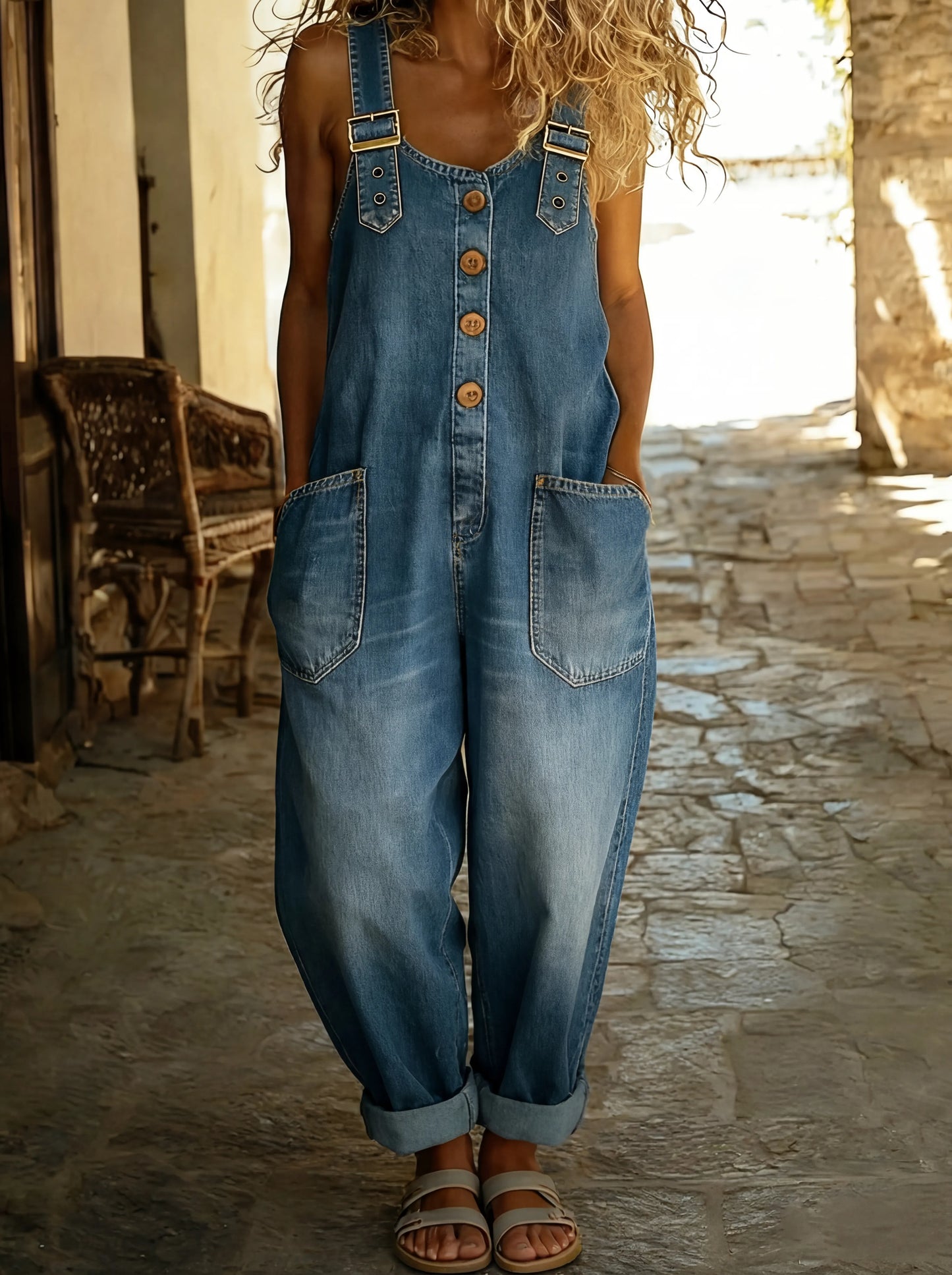 Denim Overalls — Adjustable Buckle Straps 1