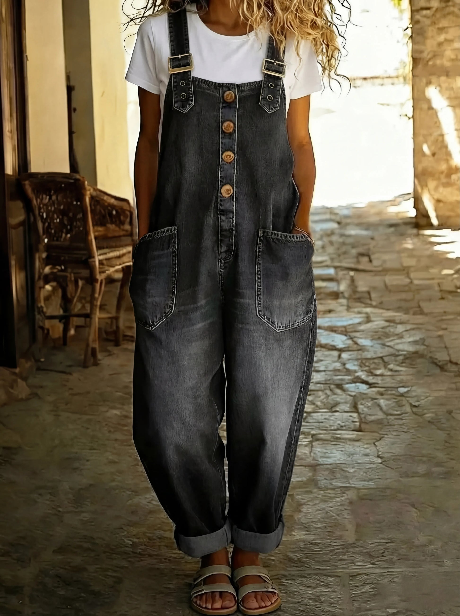 Denim Overalls — Adjustable Buckle Straps 2