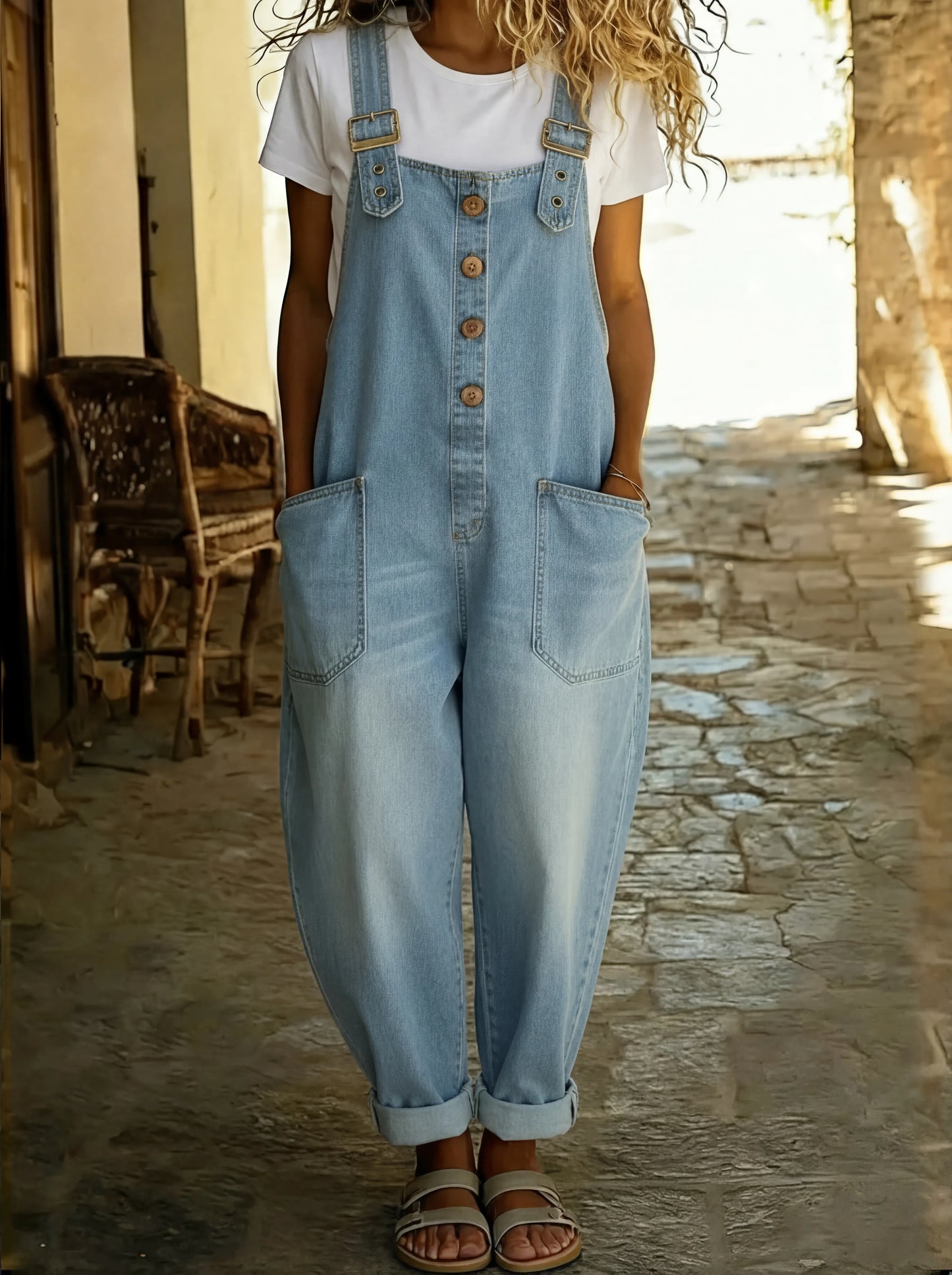 Denim Overalls — Adjustable Buckle Straps 3
