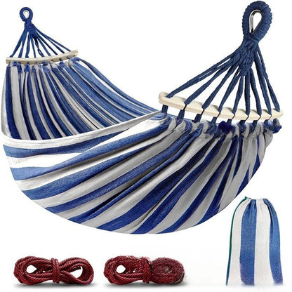 Double Canvas Garden Hammock — Anti-Roll & Portable 2