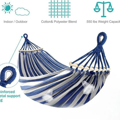 Double Canvas Garden Hammock — Anti-Roll & Portable 4